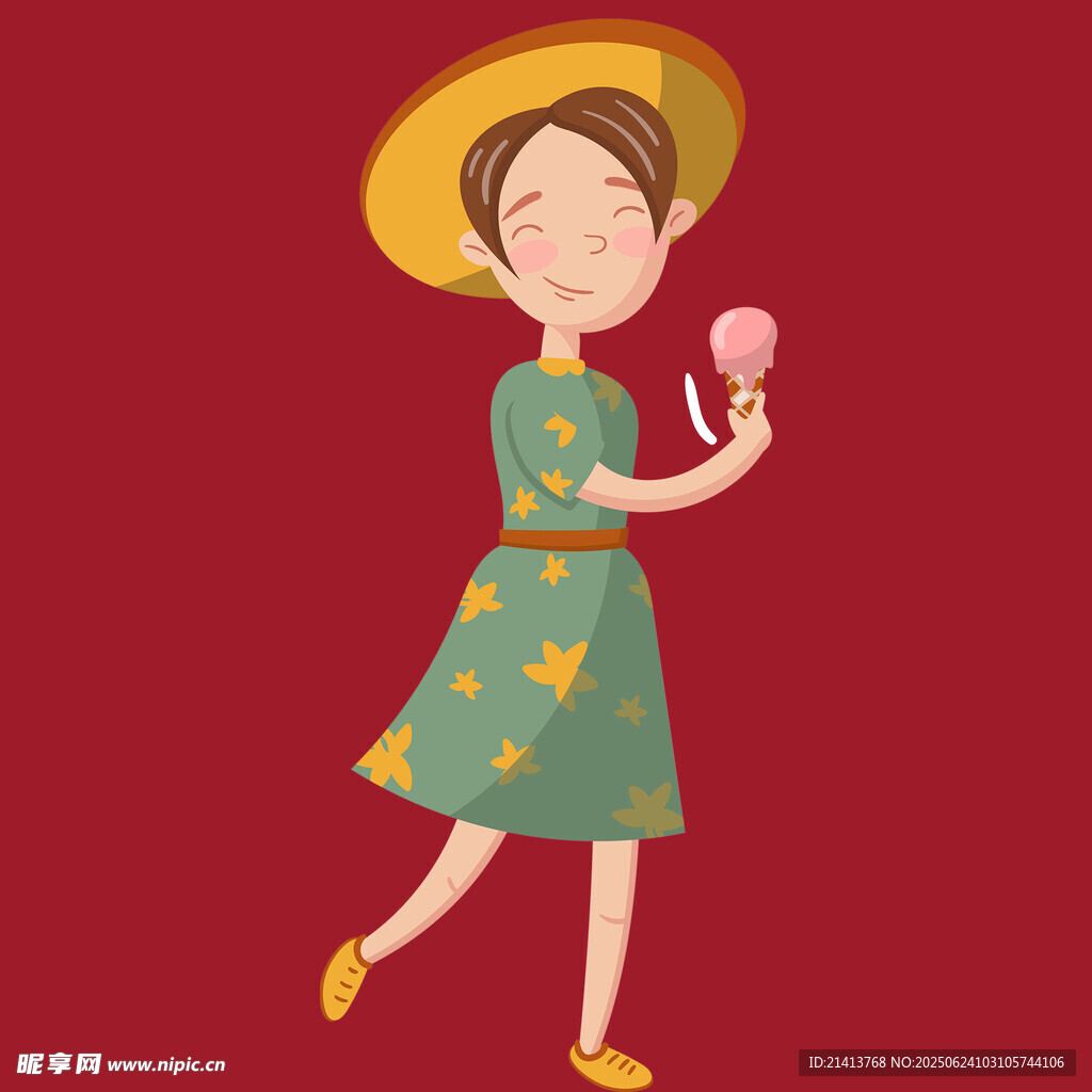 戴草帽的時尚女孩