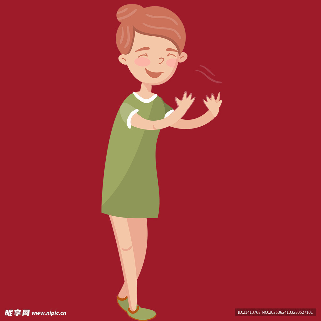 打噴嚏的綠衣女士