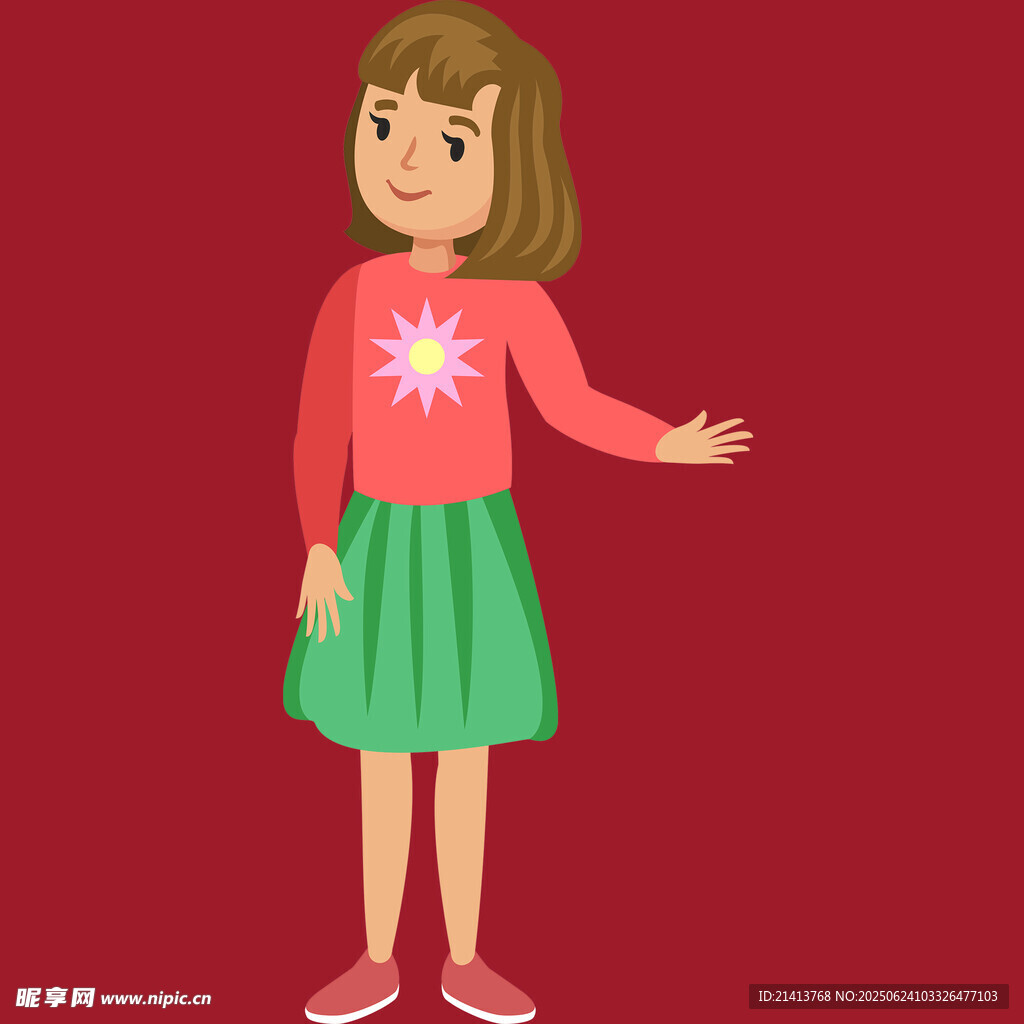 可愛女孩伸手展示姿態
