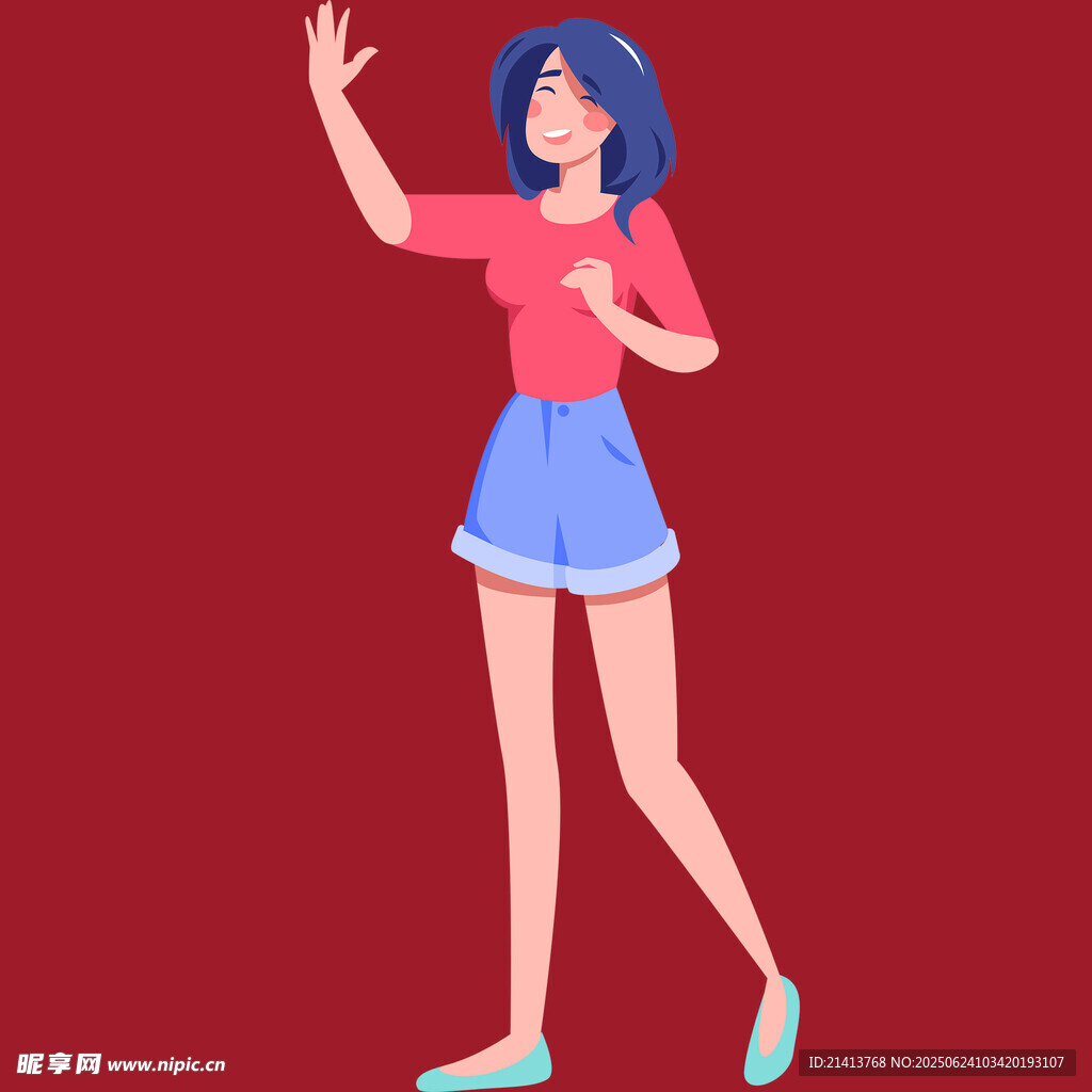 揮手的時尚女孩
