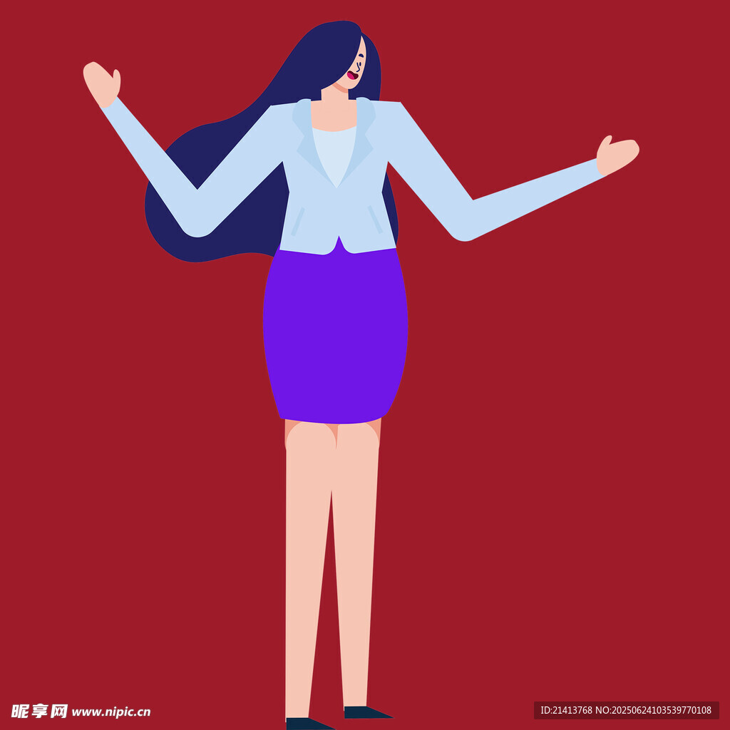商務女性張開雙臂展姿態