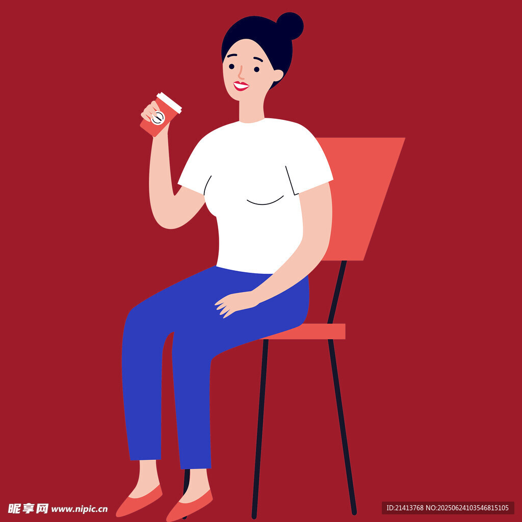 女子坐椅手持物品