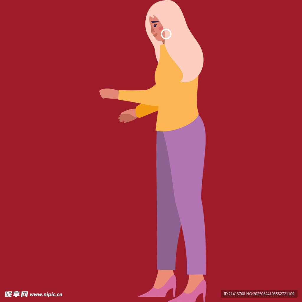 金發(fā)女子展臂姿態(tài)示意