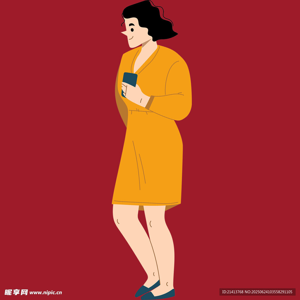穿黃衣手持書本的女士