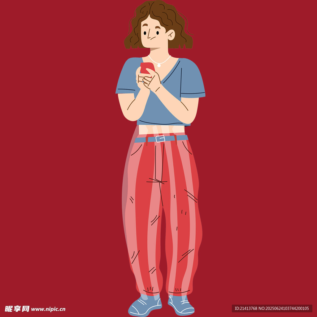 紅衣女孩手持蘋果