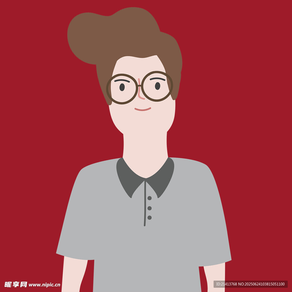 戴眼鏡的休閑風卡通人物