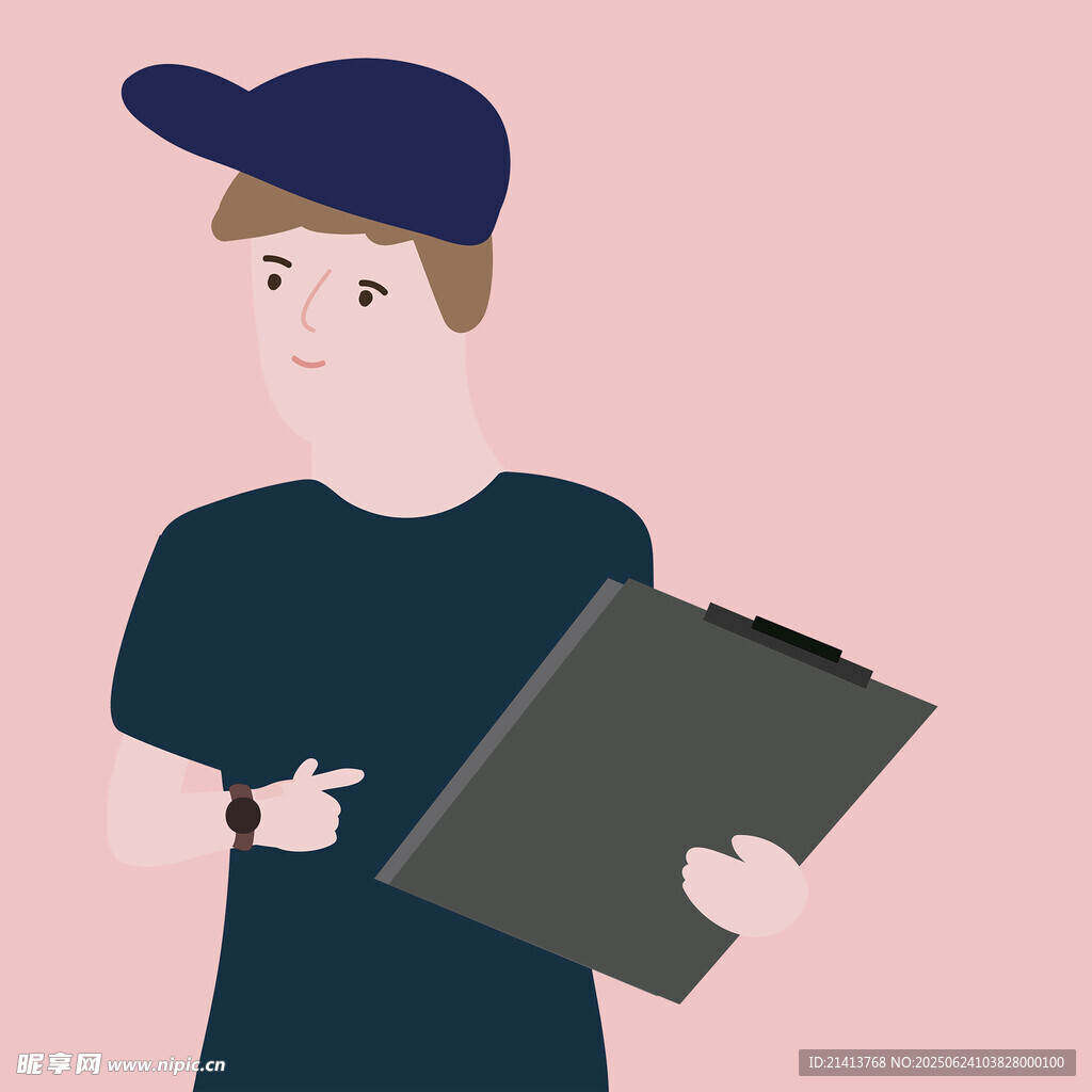 手持文件夾的戴帽男士