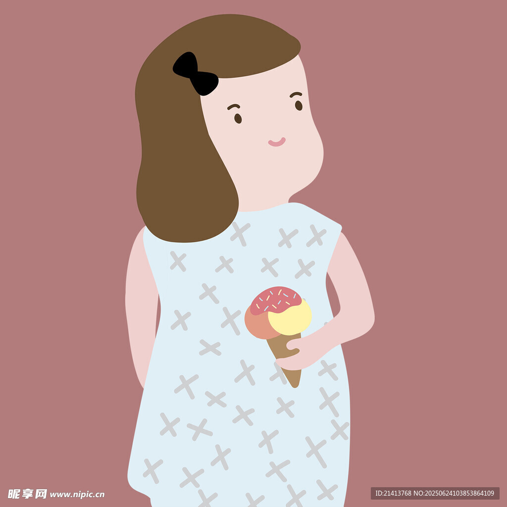 手持冰淇淋的可愛小女孩
