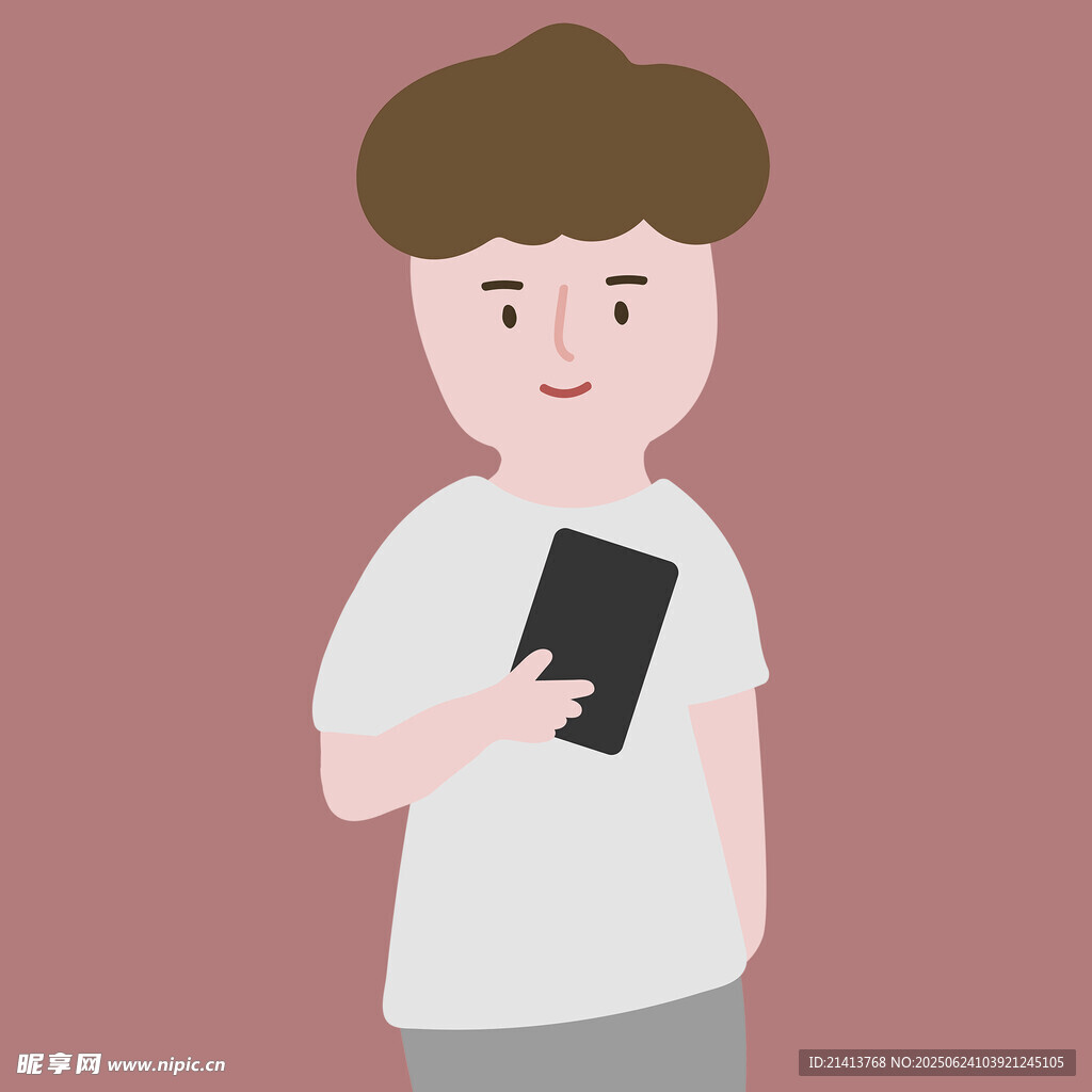 手持手機(jī)的卡通男孩