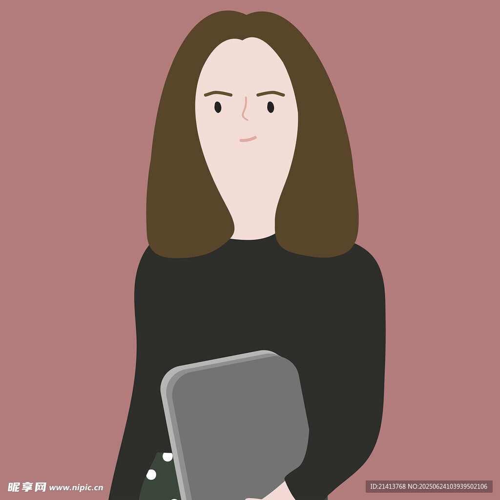 手持平板的簡約風女性