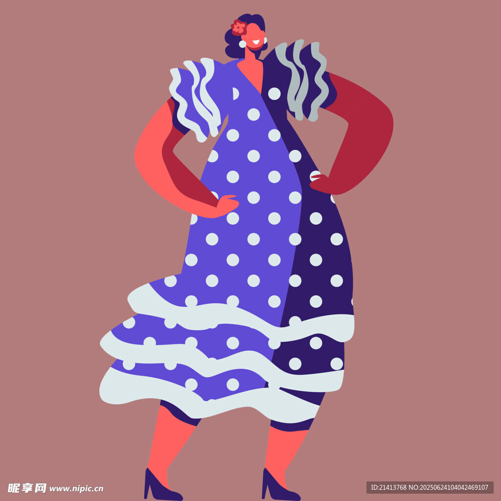 波點(diǎn)裙女士的優(yōu)雅姿態(tài)