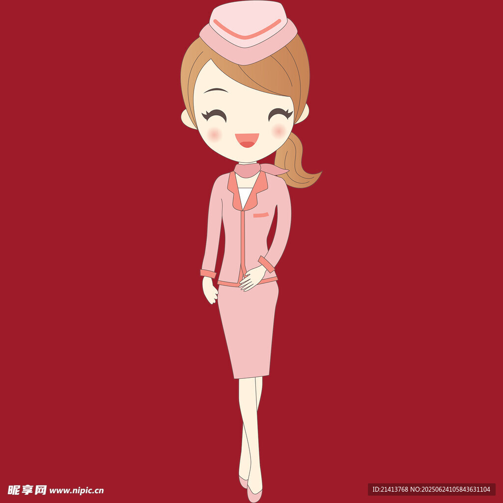 可愛卡通風(fēng)格的空乘形象