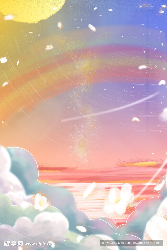 夢幻天空下的云海與霞光