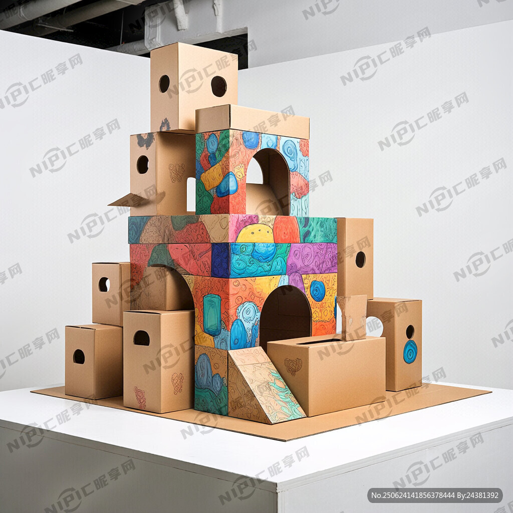 紙箱搭建的美陳