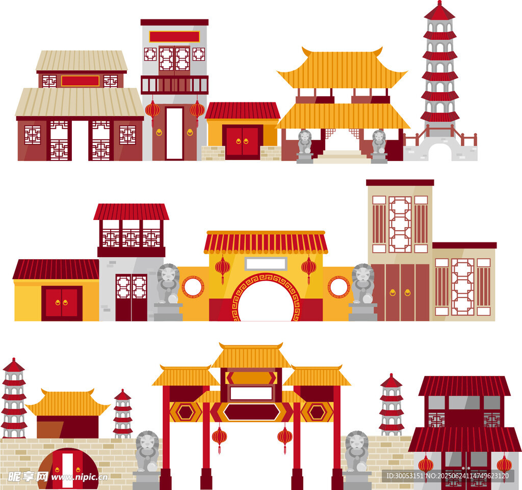 中式傳統(tǒng)建筑矢量素材