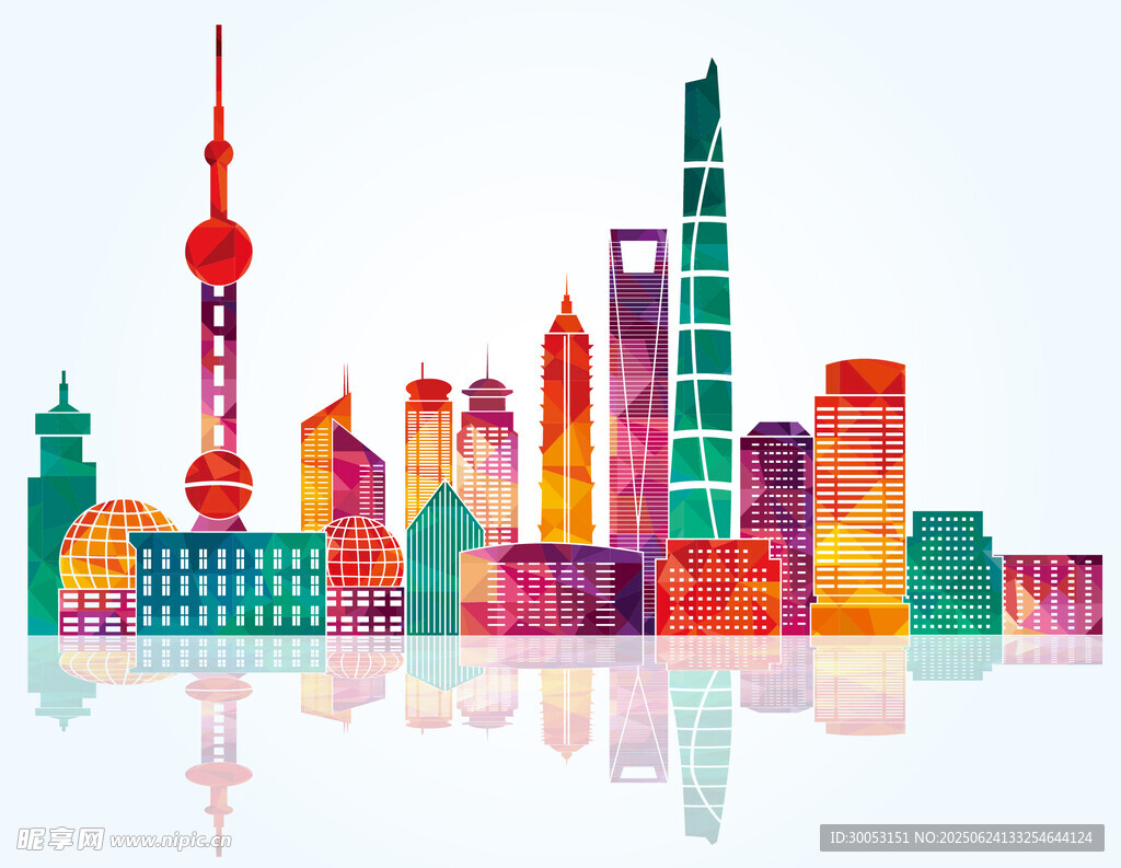 多彩上海城市天際線景觀