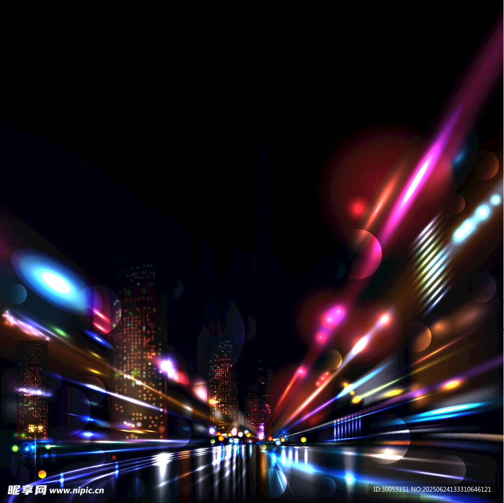 城市夜景車流光影軌跡