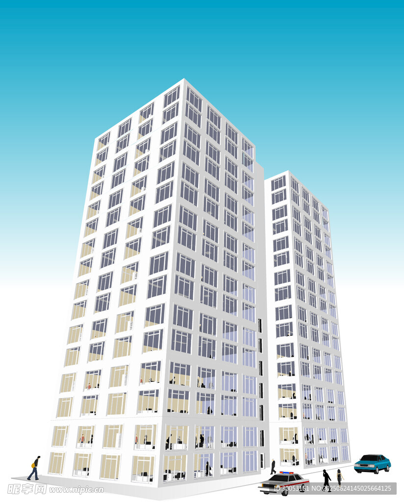 現代雙子高樓建筑景觀