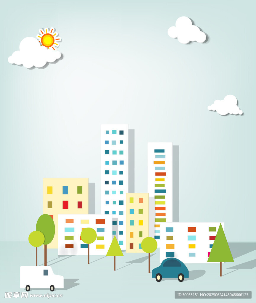 卡通風格的城市建筑景觀
