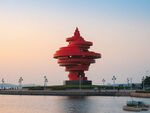 青島海上紅色獨特建筑景觀