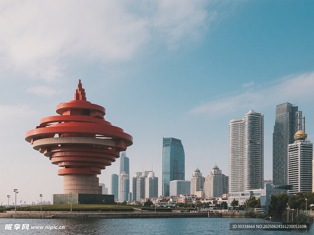青島地標(biāo)建筑五月的風(fēng)景觀