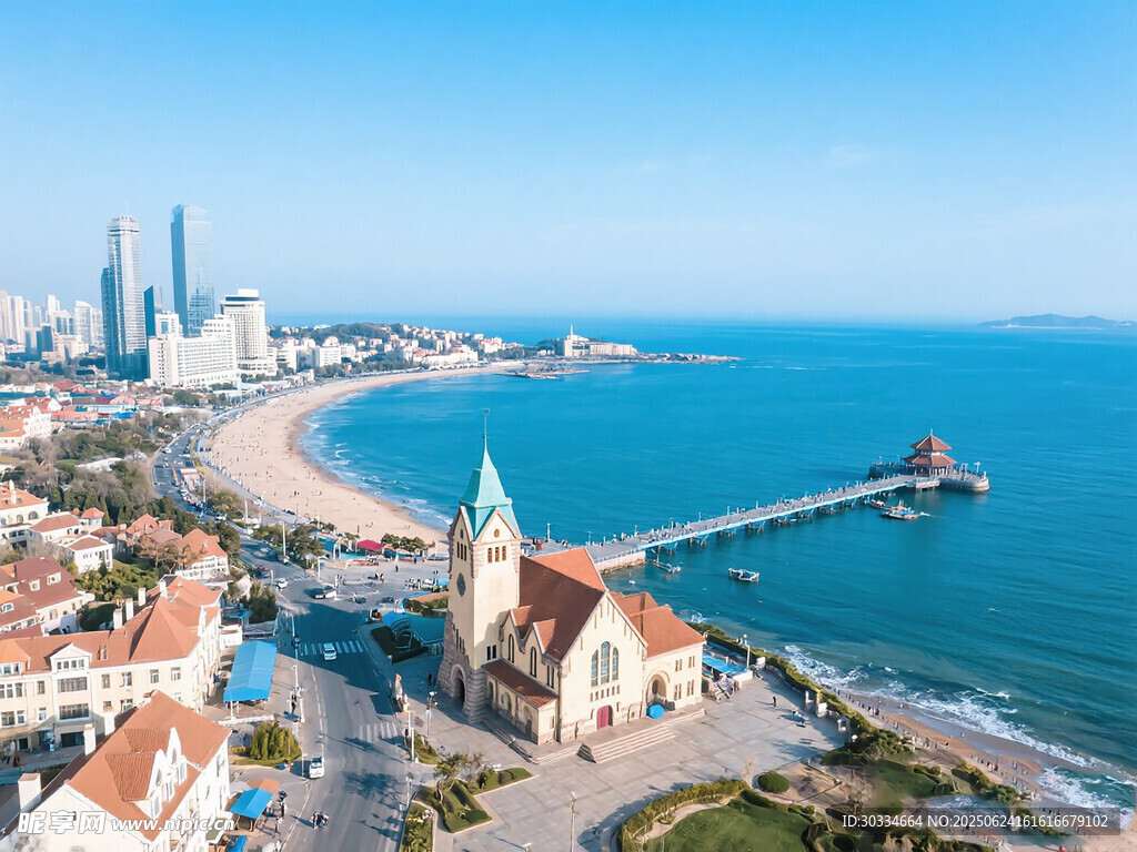 海濱城市美麗風光俯瞰