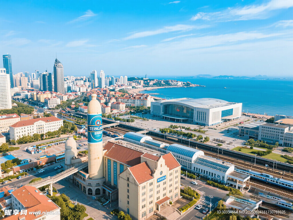 青島城市海濱風(fēng)光俯瞰