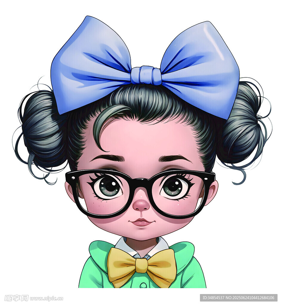 戴蝴蝶結眼鏡的可愛女孩