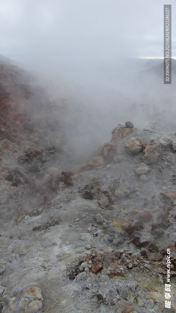 冒煙的火山地貌景觀