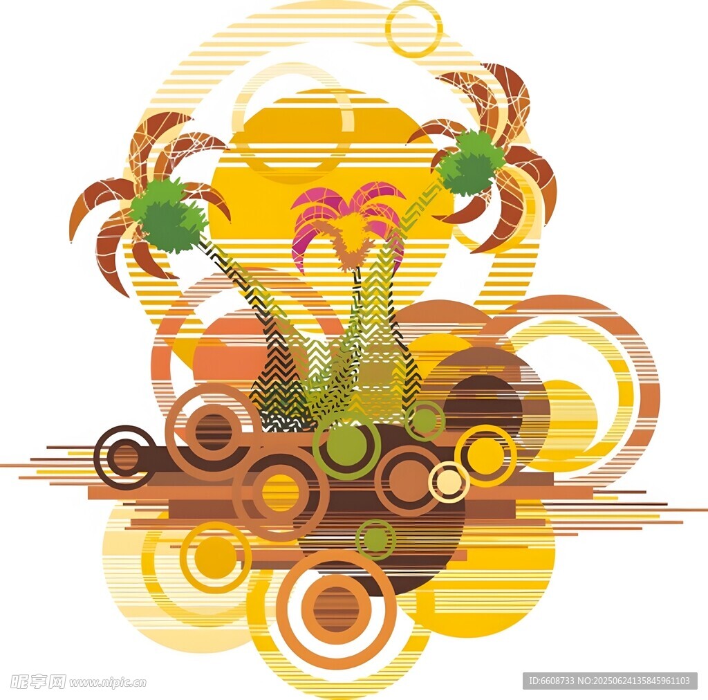 熱帶風情抽象藝術插畫