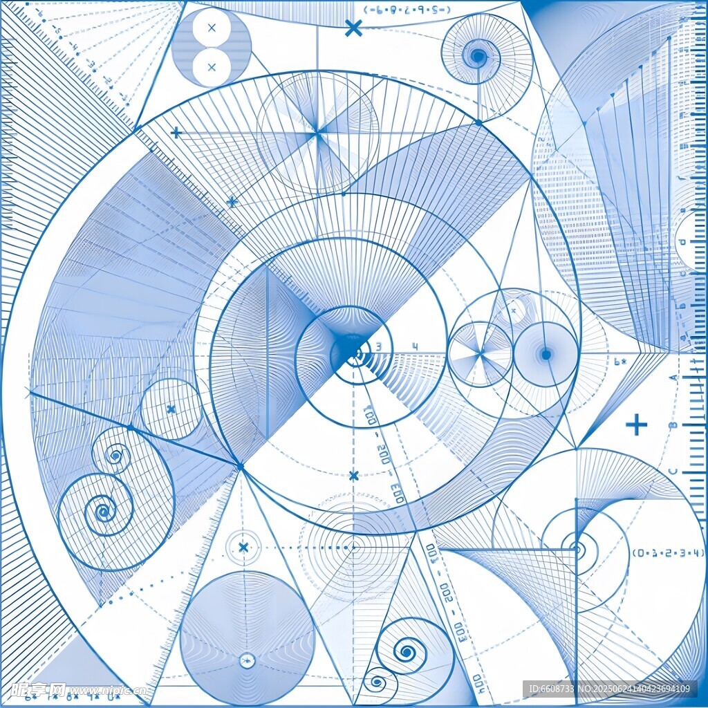 藍白幾何圖案抽象藝術圖