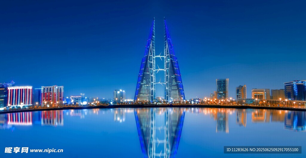 迪拜城市夜景璀璨摩天樓