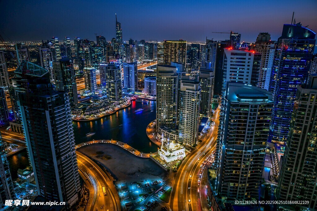 城市璀璨夜景俯瞰圖