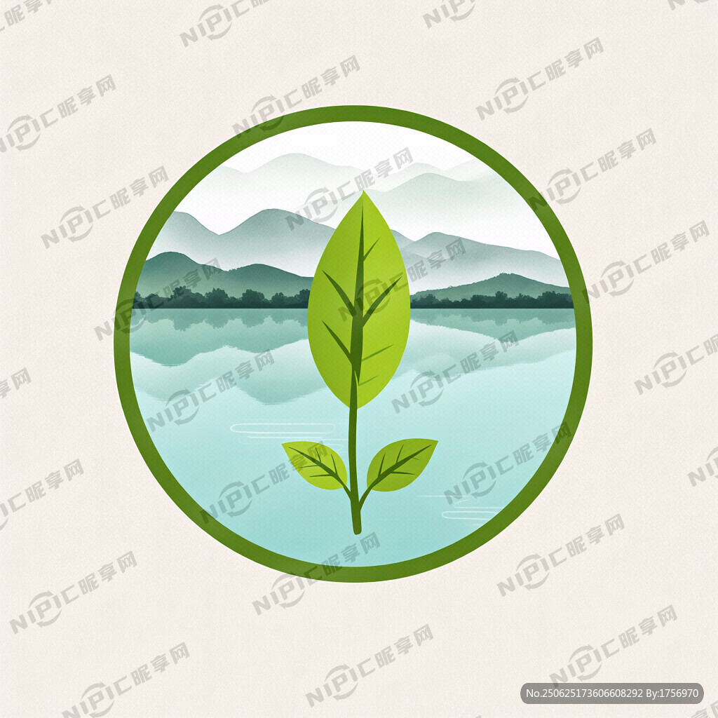 杭州西湖元素  龍井茶的圖騰 