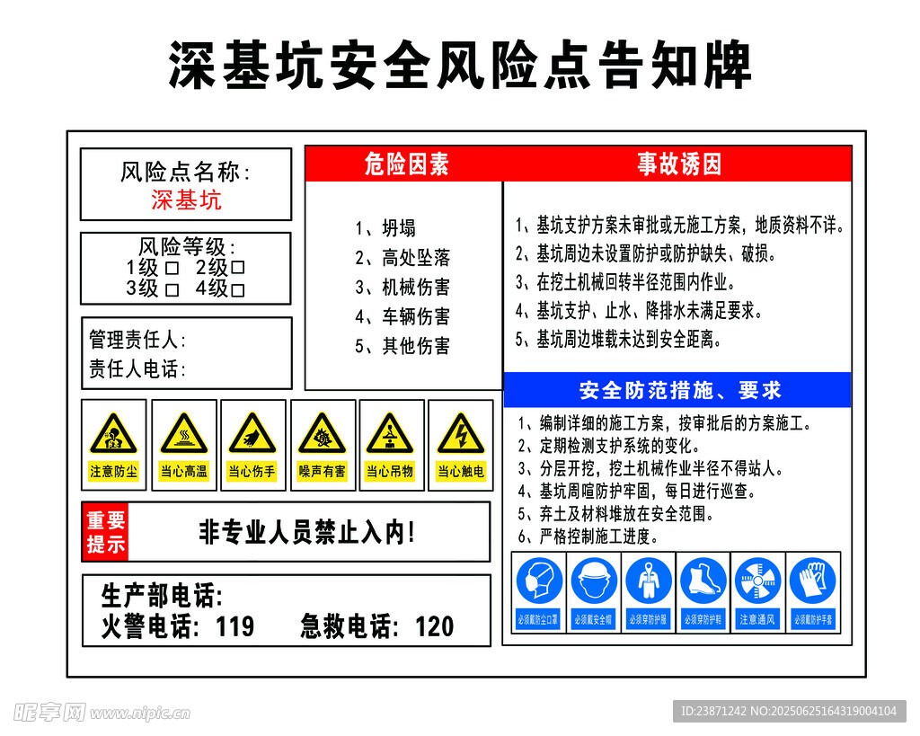 深基坑安全風險告知牌