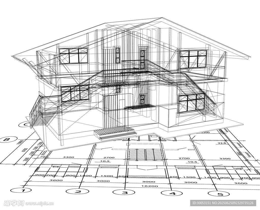 現代房屋建筑設計草圖