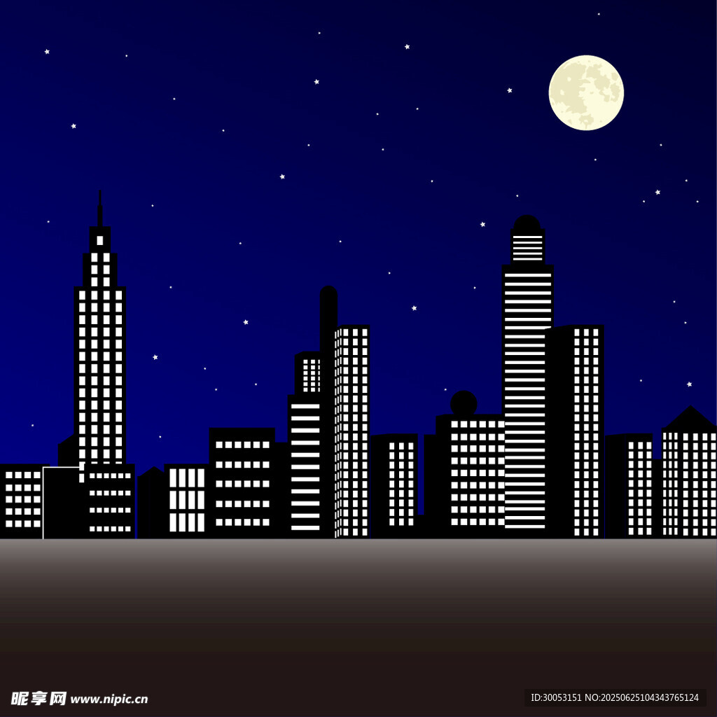 月夜下的城市天際線