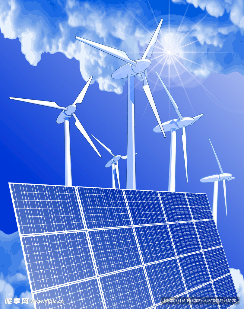 太陽能板與風力發電機