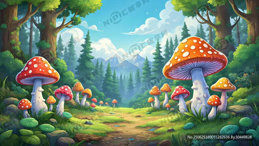 卡通 菌菇 大自然的背景