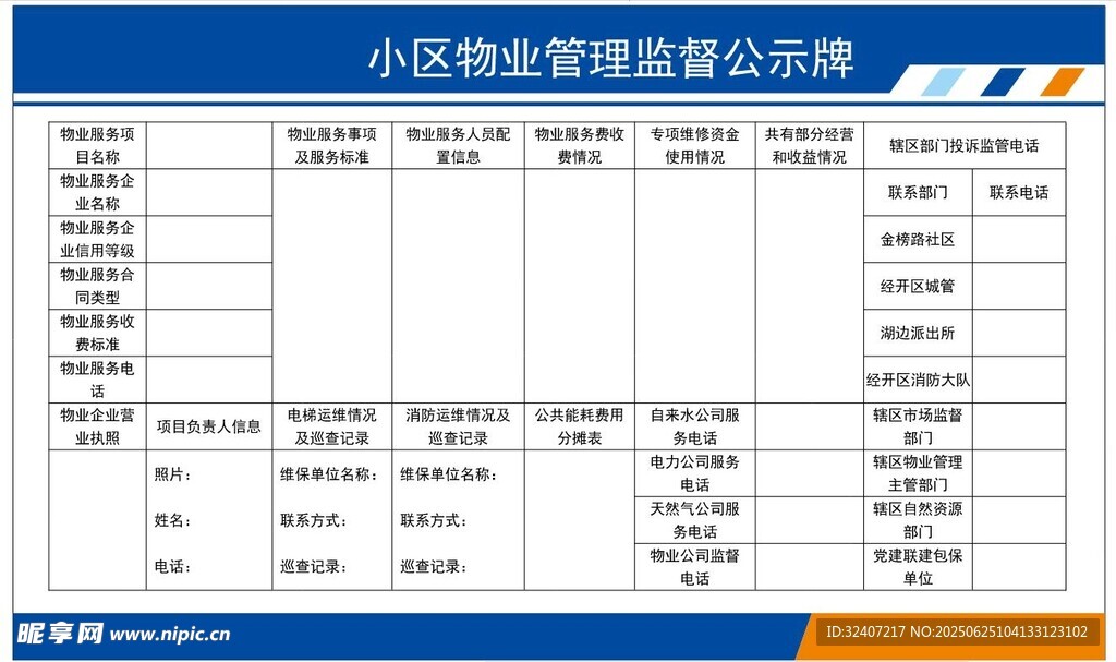 小區(qū)物業(yè)管理公示牌
