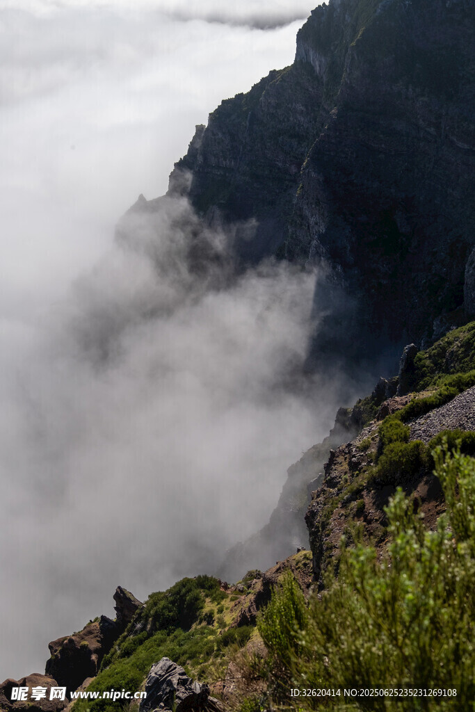云霧繚繞的壯麗山景