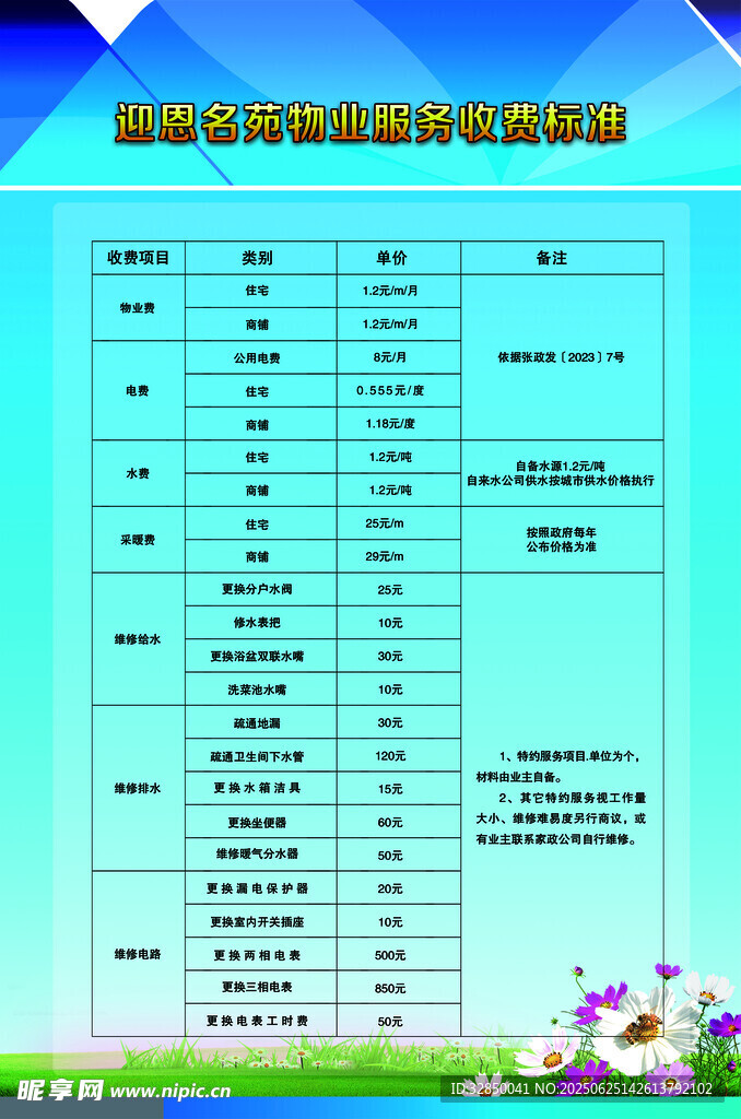 物業服務收費標準