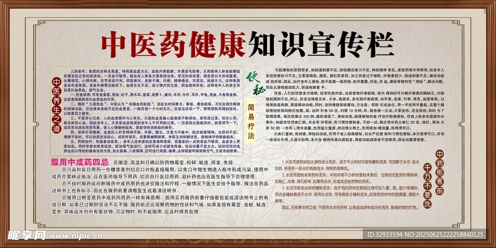 中醫藥健康知識宣傳欄