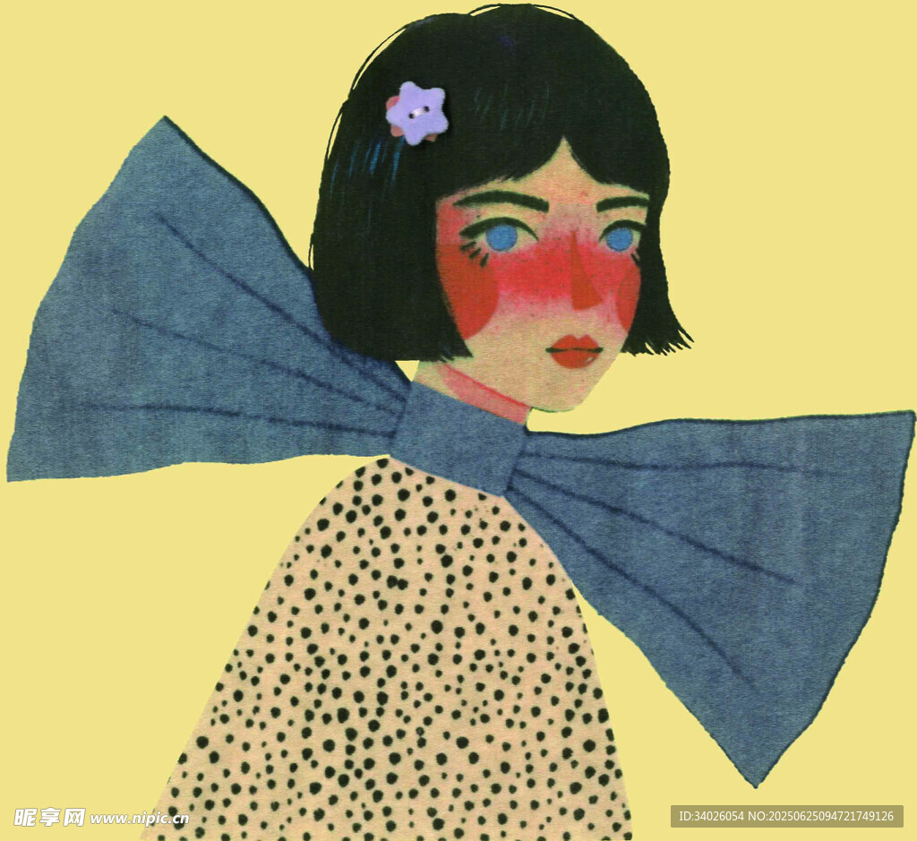戴大蝴蝶結的個性女孩