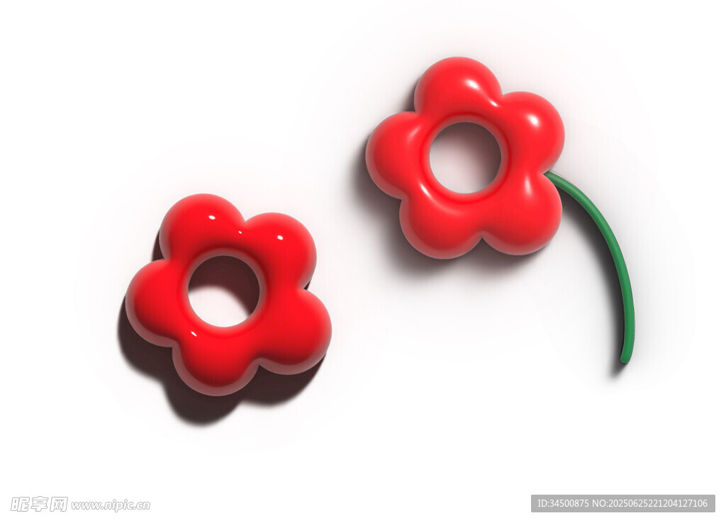 紅色花朵形狀塑料飾品