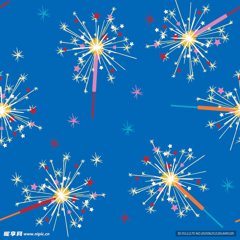 藍色背景煙花圖案設計