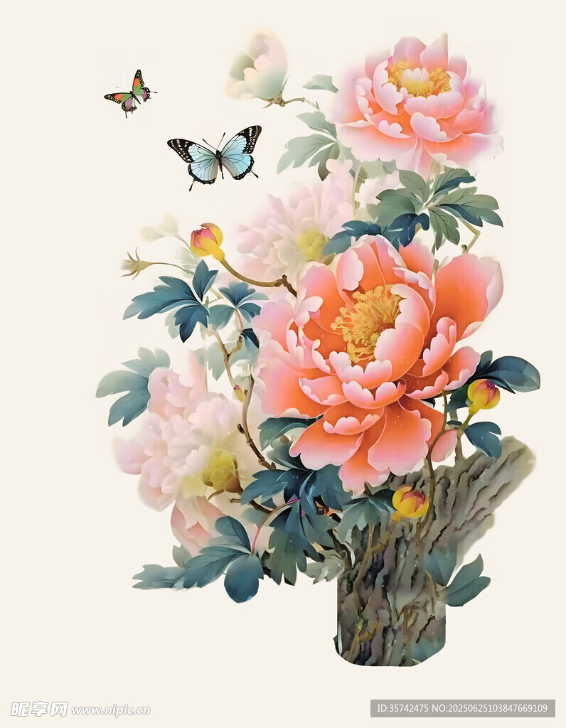 牡丹蝴蝶圖
