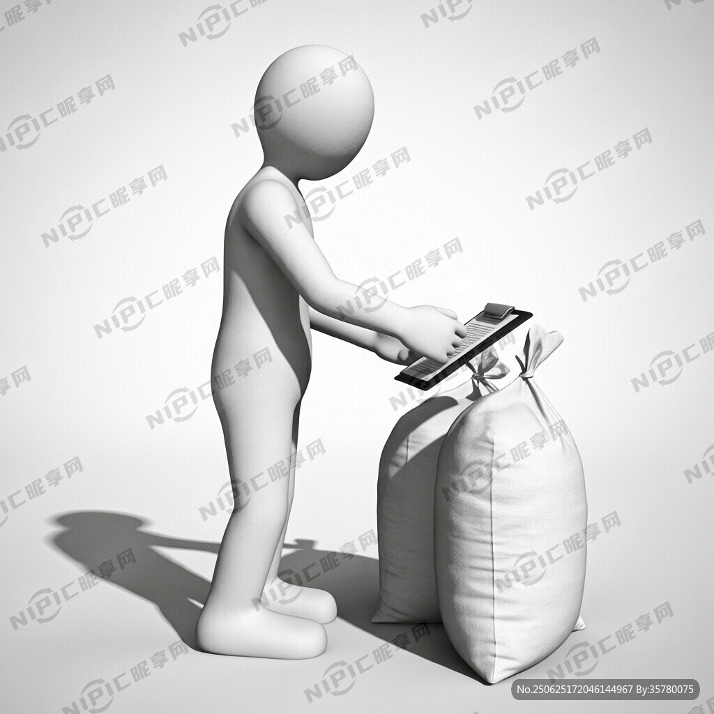 人型3D圖形 手拿著一張單子