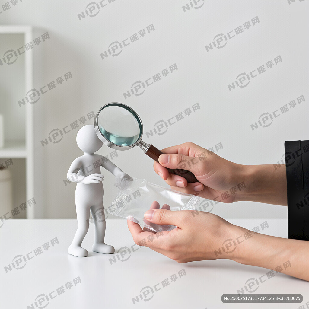 人型3D圖形 一手拿放大鏡