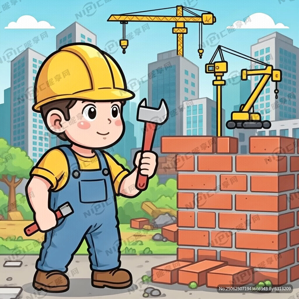 卡通建筑工人